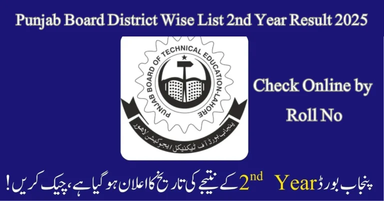 Punjab Board District-Wise 2nd Year Examination Results 2025