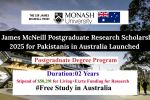 Sir James McNeill Postgraduate Research Scholarship 2025 for Pakistanis in Australia Launched